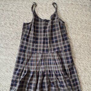 Caron Callahan Blue & Gray Plaid 2 piece Dress Size Small